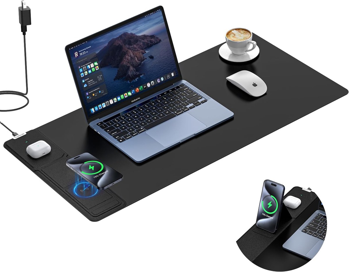 TopMade Charging Mouse Pad with Foldable Phone Stand