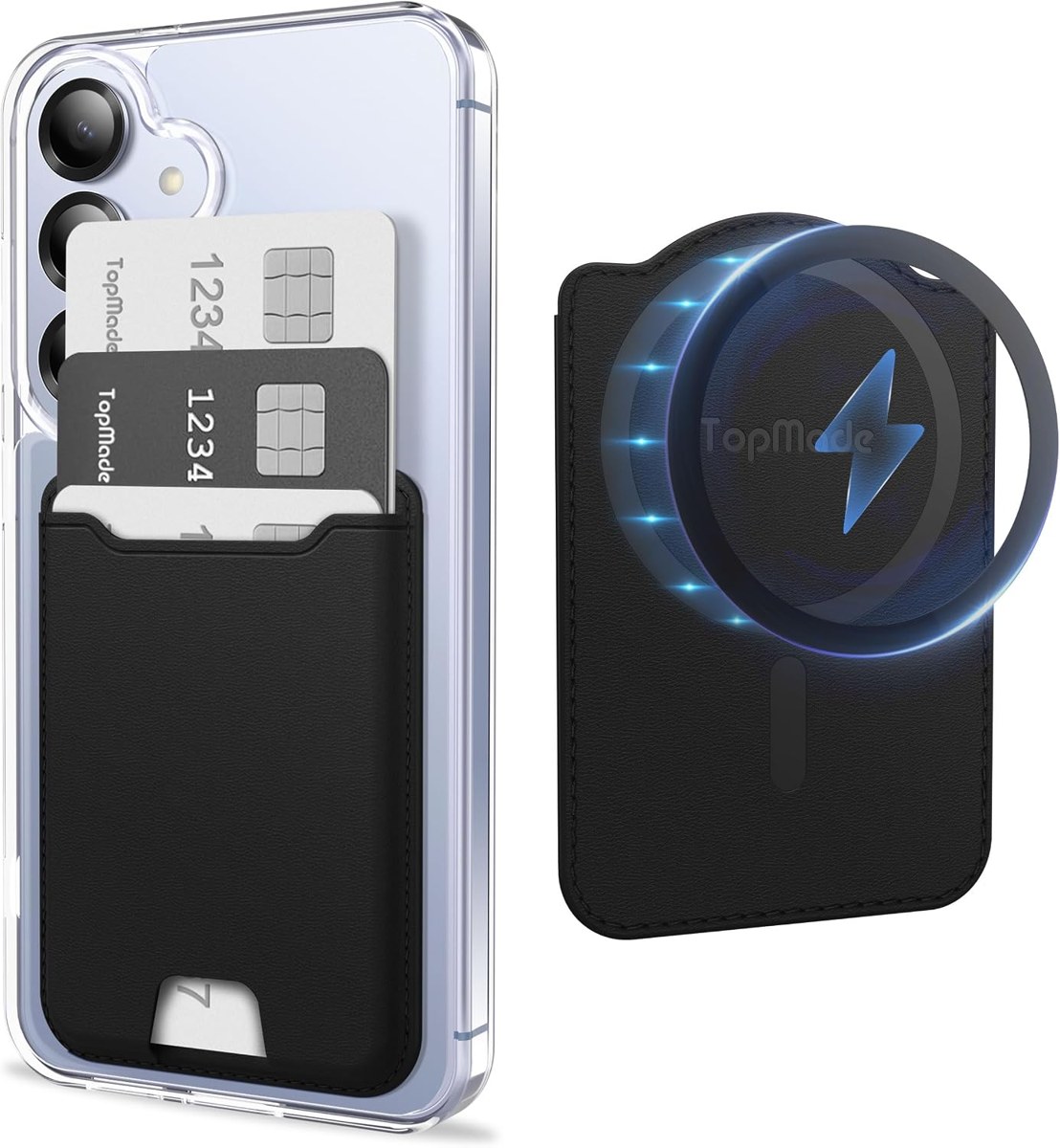 TopMade Magnetic Wallet for Samsung Galaxy and iPhone, 4 Cards